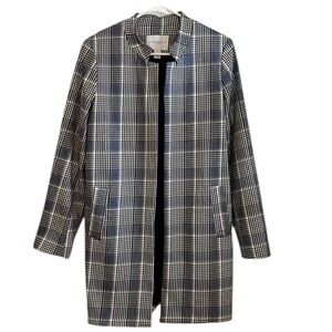 Carolina Belle Montreal Plaid Open Front Long Blazer/ Jacket L NWOT